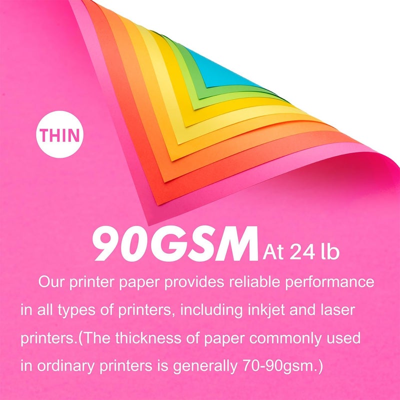 Magecubiku Colored Print&Copy Paper 8.5x11 Inches,180 Sheets 6 Colors Pastel A4 Printer Paper 20 lb/90GSM Colored Multipurpose Computer Pastel Paper for Office Printer School Cutting DIY Kids - Image 2